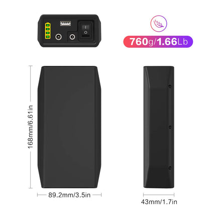 TalentCell Powerbank, LiFePO4 Battery, 12/9/5V Lithium Iron Phosphate Battery, rechargeable, 12.8V 6000mAh 76.8Wh, with charger, for LED light strips, CCTV cameras, etc, Black