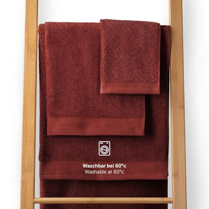Blumtal Premium terry towels set 4 pieces 100% cotton - Oeko-TEX certified bath towel 2X (70x140 cm) + towel 2X (50x100 cm) - absorbent terry towel set - red towels