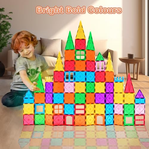 CUIOLTOY Magnetic Building Blocks, 121 PCS Magnetic Building Set with 2 cars and 1 Ferris wheel STEM Montessori Magnet Toy for Kids Gift from 3 4 5 6 7 8 Years Building Blocks Children's Toy