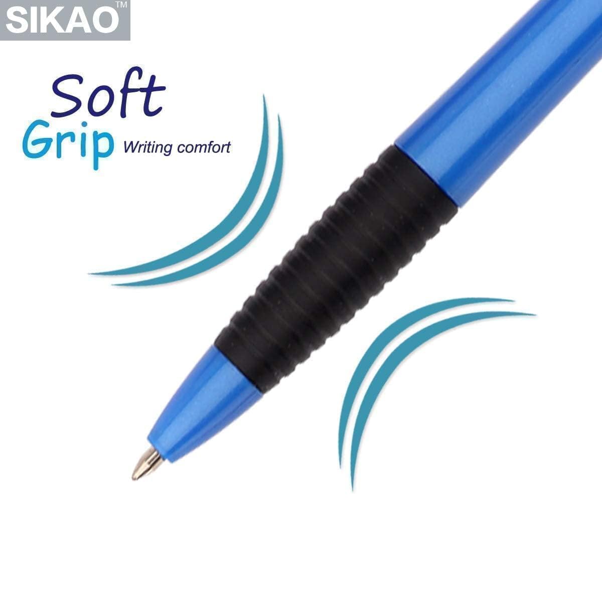 Sikao Grip Slimster Retractable Ballpoint Pen, Bulk Pack Black Ink Medium Point 1.0mm, Push Ballpoint Pens for School and Office, Click Ballpoint Pen (60 Pack)