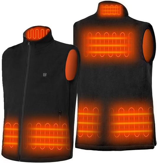 DR.PREPARE Heated Vest Men Fleece Vest Women Heated Vest Adjustable Heated Vest Electric Heated Unisex Fleece Heated Vest Men Women Clothing for Outdoor Travel Sports Leisure Black XL