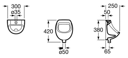 VBChome urinal inlet top + flush valve + siphon white modern high quality ceramic urinal vertical pee pot mini + urinal flush valve pressure flush valve + bottle siphon