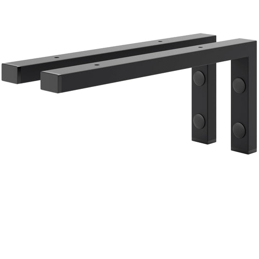 WOODBRINK 2X Wall bracket black for washbasin, design and stable washbasin holder or angle for wall shelf, sink base wall mount for washbasin top, 350x150 mm