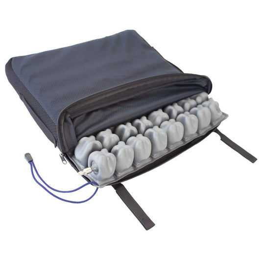 Mobiclinic® Q-air anti-decubitus seat cushion, European brand, ergonomic orthopedic cushion, wheelchair air cushion, 1 valve, 45 x 40.6 cm.