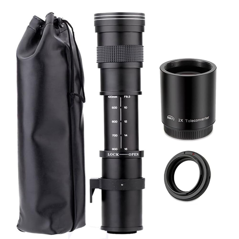 JINTU 420-1600mm telephoto lens, EF lens for Canon DSLR, Manual MF zoom lens for Canon 4000D 2000D 1500D 1300D 1200D 850D 800D 750D 600D 500D 250D 90D 5D, 6D, 7D, 40D, 50D, 60D, 100D, 300D