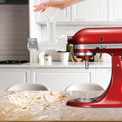 Pasta attachment for KitchenAid stand mixer, pasta roller attachment with 6 different noodle shapes, spaghetti and fettuccine for KitchenAid mixer accessory.