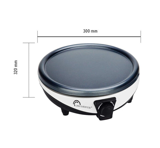 LITTLE BALANCE 8212 Happy Crêpes & Pancakes Crepe Maker, Cast Iron Ceramic, White/Black