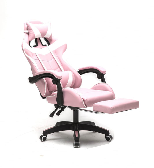VDD Gaming Chair with Footrest Cyclone Teenagers - Office Chair - Racing Gaming Chair - Pink White