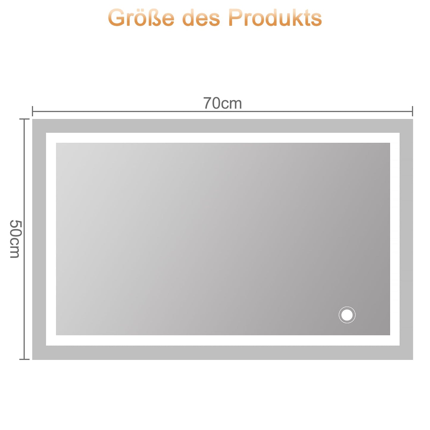 Trinity mirror with lighting, 50x70cm LED bathroom mirror with lighting, bathroom mirror with touch switch, bathroom wall mirror.