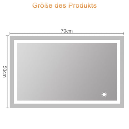 Trinity mirror with lighting, 50x70cm LED bathroom mirror with lighting, bathroom mirror with touch switch, bathroom wall mirror.