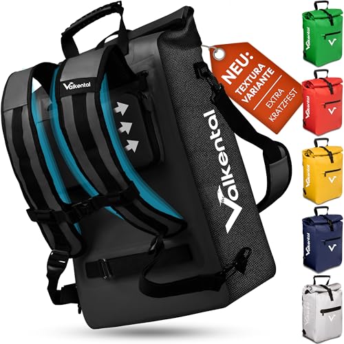 Valkental® 3in1 Bike Bag [Up to 25L] - The Original - Can be used as a pannier bag, backpack, and shoulder bag - 100% Waterproof & Reflective - Secure attachment [Lockable] Laptop compartment