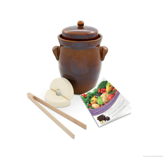 Original K&K Ceramic Garden Pot 5.0 L [Shape 2] including lid + stone + tongs