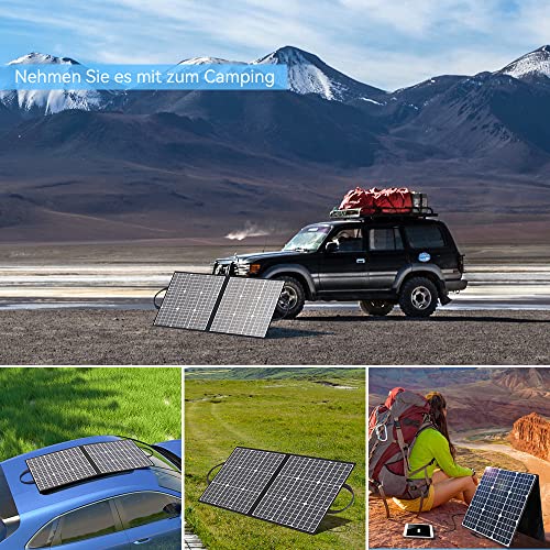 Folding 100W solar panel power bank with 18V monocrystalline solar modules. Ideal for balcony power supply, camping, RVs, and mobile homes. Flexible solar panel for awnings and motorhomes.
