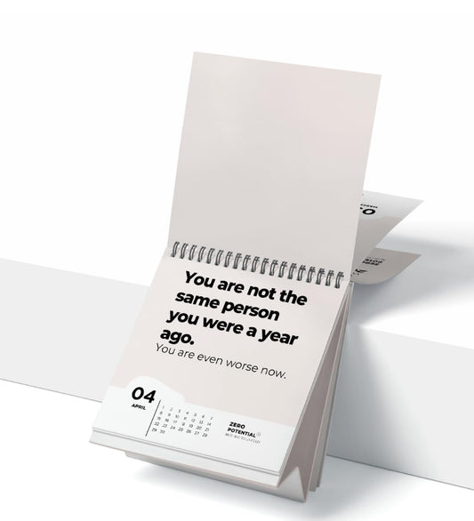 Demotivating desk calendar for 2024 with monthly English quotes (Beige-English, A6)