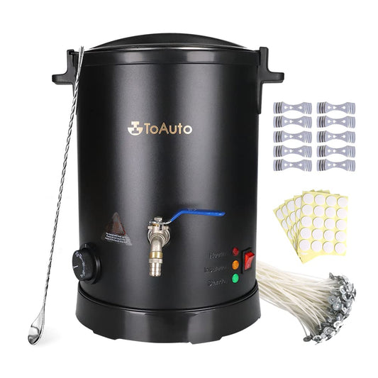 TOAUTO WMF-8L Candle Making Kit Commercial Electric Wax Melter for wax with heating core outlet and bottom design