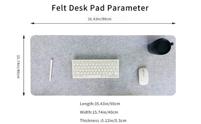 DAWNTREES Felt Desk Pad, Computer Mat for Desk, Desk Mat for Desktop, Large Mouse Pad for Desk, Desk Pad for Keyboard and Mouse (light grey)