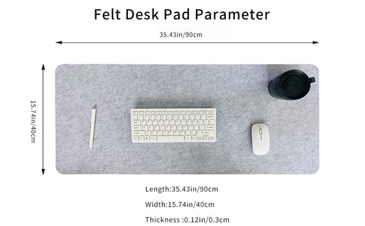DAWNTREES Felt Desk Pad, Computer Mat for Desk, Desk Mat for Desktop, Large Mouse Pad for Desk, Desk Pad for Keyboard and Mouse (light grey)