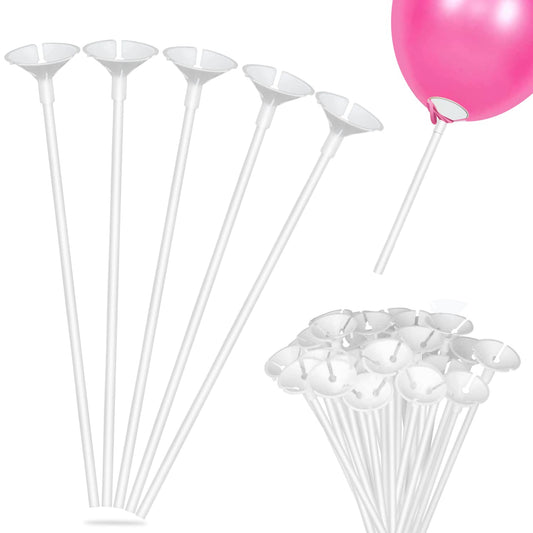 100 Pieces Reusable Balloon Plastic Sticks, Reusable Balloon Sticks Holders for Balloons, for Birthday Party Decoration, Wedding, Celebration Accessories
