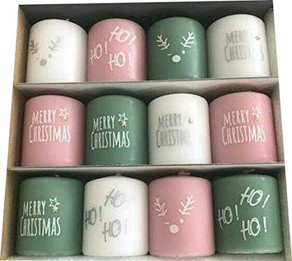 Small Christmas candles in a set - 12 pieces - Candle set with inscriptions & motifs - Christmas decoration (Christmas Mix 2)