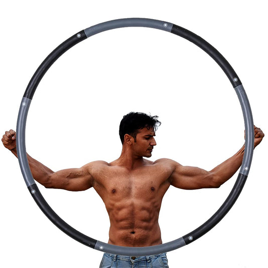 Joofang 8 Part Adjustable 2.3kg Hula Hoop for Adults 100cm, Heavy Weight, Abdominal Trainer Fitness Weighted Hoop for Weight Loss (Black and Gray)