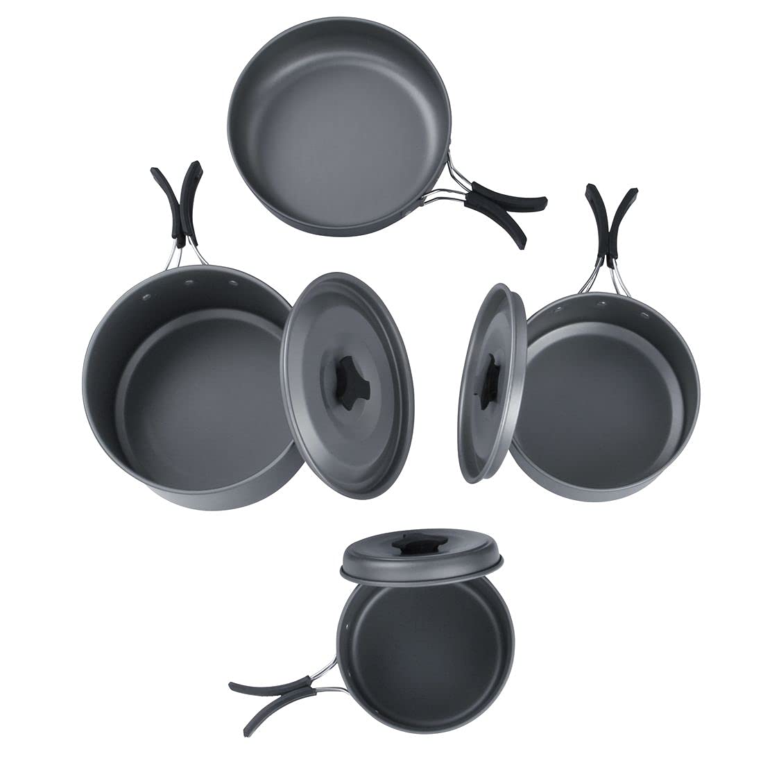 yourGEAR Ranger V - 7-piece camping cookware set for 4-5 people - Durable, non-stick aluminum - Pot and pan set in mesh bag for camping and outdoor use