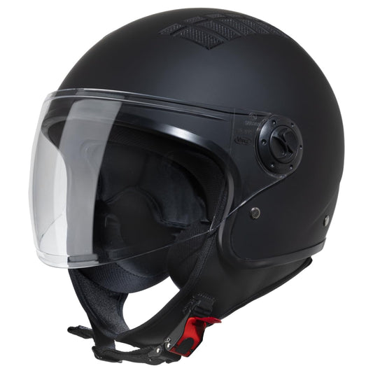 VINZ Como Jet Helmet with Visor ECE 22.06 Certified | Scooter Helmet for Motor Scooters & Vespas | Men & Women | Motorcycle Helmet in XS-XL | Available in 4 colors - Matte Black