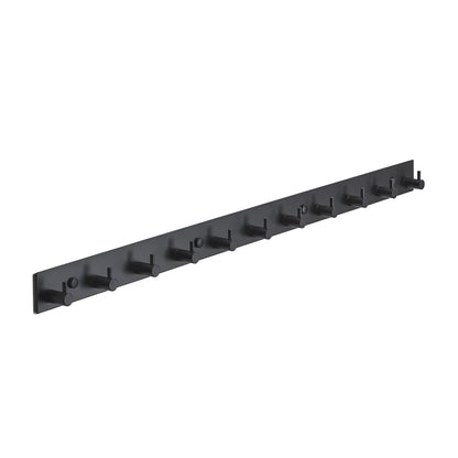 Brute Strength - Coat Rack - 11 Hooks - 74 cm - Stainless Steel - Door Hooks for Kitchen, Black Hook Rail, Wall Coat Rack, Bathroom, Living Room, and Hallway for Hats, Scarves, Handbags - Towel Hooks
