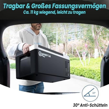 WANNYTON Compressor Cooler 18 liters, electric cooler 12V 240V, camping fridge with memory function, with USB connection drink holders, portable freezer for car home