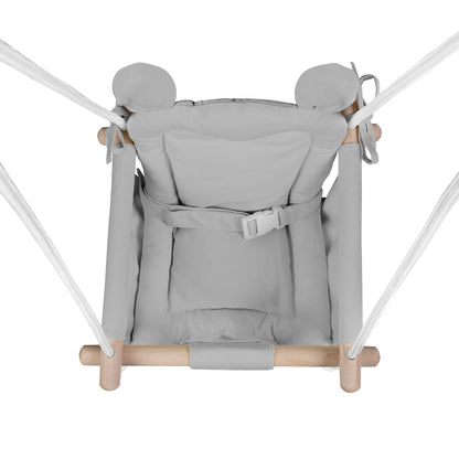 Tulano Hop 30 Gray | Baby Swing Hanging Seat for Children 6-36 Months | Indoor & Outdoor | Safety Belt & Cushion | Wood & Cotton | Easy Assembly | Supports up to 60 kg