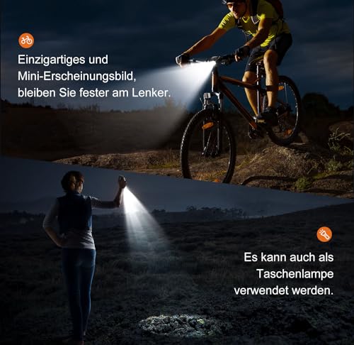 Antimi bicycle light set, StVZO-approved lighting set LED IPX5 front light + rear light bike light set USB Type C.
