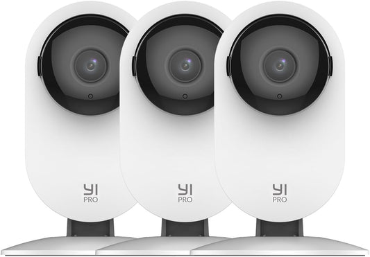 YI Pro 2K(3MP) 3 Pieces, Ip Camera WiFi Surveillance Camera with Motion Detection, Push Notification, 2-Way Audio, Night Vision Function, Smart Camera for Phones iOS and Android