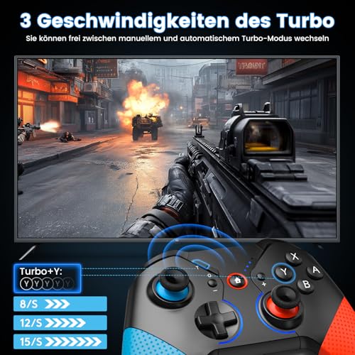 ISENPENK Wireless Controller for Switch Console, Gamepad with Wake-up, Bluetooth Controller Remote Wireless Grip with RGB Lighting Dual Vibration Turbo Wake-up for Kids Adults