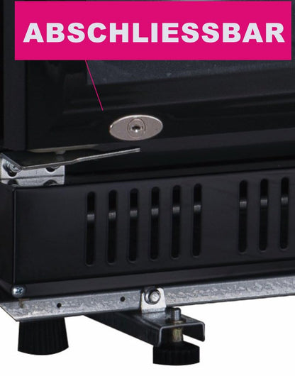 Beverage cooler bottle cooler black 360L with glass door lockable LED lighting 0° to +10°C 5 adjustable shelves