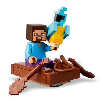 LEGO Minecraft The TNT Jungle House - Gamer toy for kids - Interactive playset with boat, Steve, Creeper, and Zombie minifigures - Gaming gift for girls & boys 8+ years old - 21275