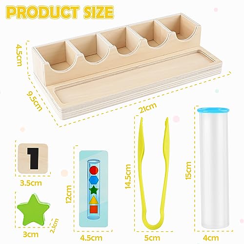 Joyreal Montessori Toy Sorting Game Counting Stacking Toy Wooden Learning Toy Shape Matching Game Gift for Kids Girls Boys 3 4 5 Years