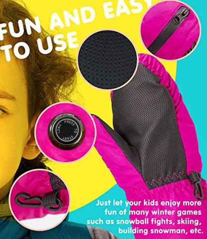 AROMA SEASON Heated Gloves for Kids Baby with Battery | Heated Children's Mittens for Toddlers | High Heating and Battery Performance | High-Quality Craftsmanship (pink, S/M)