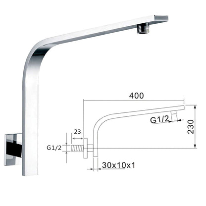 Ownace solid brass shower head holder, swan neck, square, wall mounted, chrome plated, for shower set.