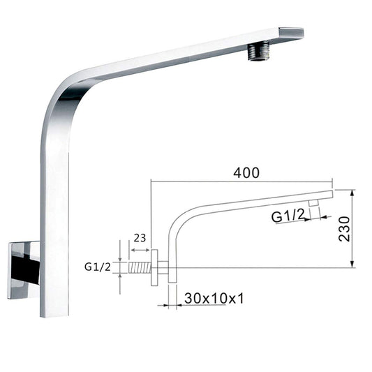 Ownace solid brass shower head holder, swan neck, square, wall mounted, chrome plated, for shower set.