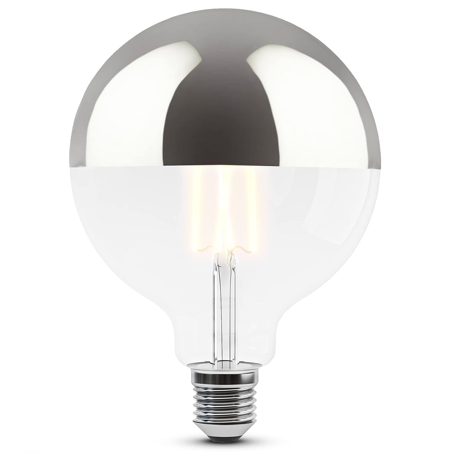 SSC-LUXon 2 Pieces SINO Mirror Head Bulb LED with warm white light E27 Socket - Globe XL Mirror Head Lamp silver 5W