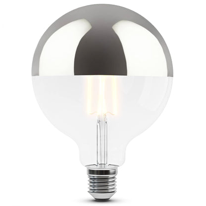 SSC-LUXon 2 Pieces SINO Mirror Head Bulb LED with warm white light E27 Socket - Globe XL Mirror Head Lamp silver 5W