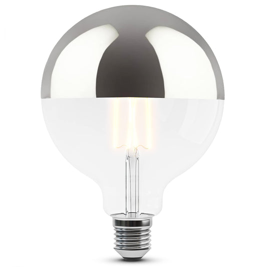 SSC-LUXon 2 Pieces SINO Mirror Head Bulb LED with warm white light E27 Socket - Globe XL Mirror Head Lamp silver 5W