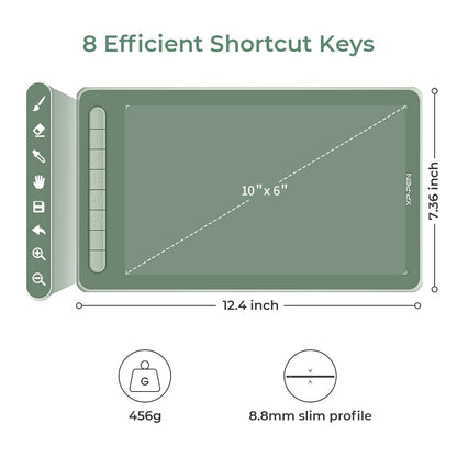 XP-PEN Deco L Graphics Tablet 10" x 6" Drawing Tablet with X3 Elite Stylus, 8192 Levels of Pressure Sensitivity, 8 Shortcut Keys, compatible with Windows/Mac/Android/Chrome OS/Linux (Green)