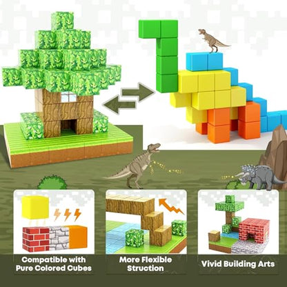 Toylogy Magnetic Building Blocks - Build Mine Magnets World Edition, Magnetic Toy for Boys and Girls ages 3 4 5 6 7 8, Montessori Toy for Kids 3+ Gift for Children...