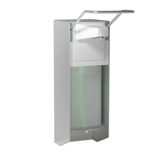 HOUSEHOLD WORLD Euro dispenser, soap dispenser wall mount, soap dispenser with elbow press for disinfectants and hand soaps, white soap dispenser, aluminum, 500 ml.