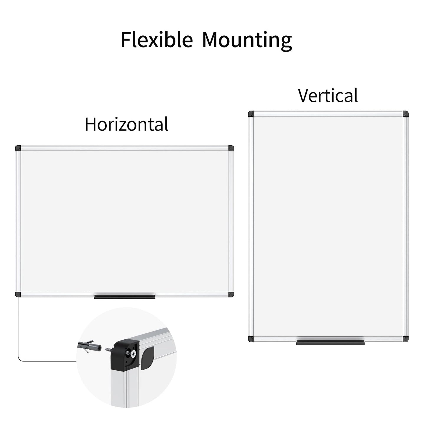 VIZ-PRO Magnetic Whiteboard 120 x 90 cm Dry Erase Board for Home Kitchen Office Wall Panels