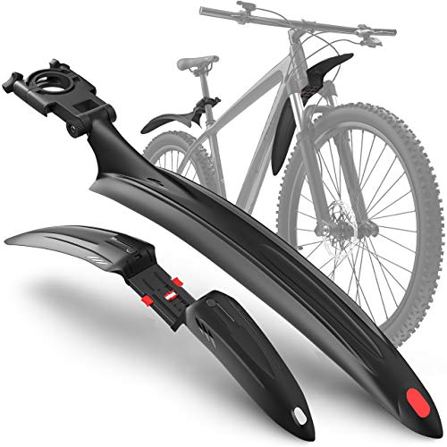 VELMIA Bike Mudguard Set [24-29 inches] with Bike Saddle Rain Cover - Universal Bike Mudguard, Mountain Bike, MTB Clip-On Mudguard for protection against splashing water & dirt.