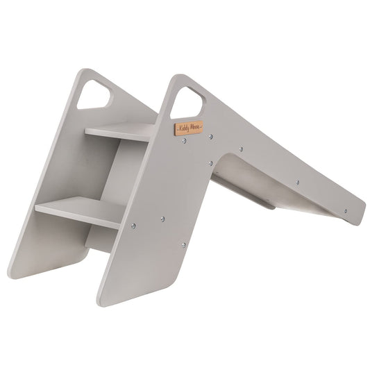 KiddyMoon Kids Slide Made of Wood, Stable Toddler Slide 2in1 Multifunction Montessori, Large, Gray