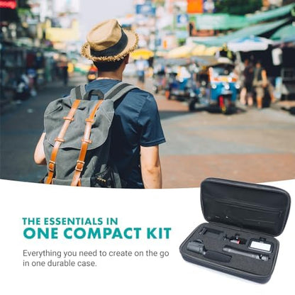Movo uVlogger Android/USB-C/iPhone 15 compatible Vlogging Kit with full-size tripod - YouTube starter kit for content creators - Accessories: tripods, phone holder, light, shotgun microphone