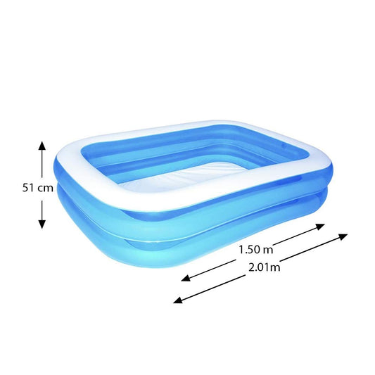 Bestway Family Pool, inflatable kids pool, Turquoise/White, 201 x 150 x 51 cm.