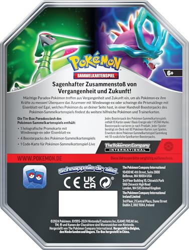Pokémon Trading Card Game: Tin Box Paradoxclash: Iron Blade-EX (1 holographic promo card & 4 booster packs)